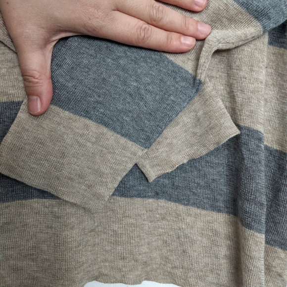 Eileen Fisher Stripe Gray & Tan Sweater - Picture 2 of 7